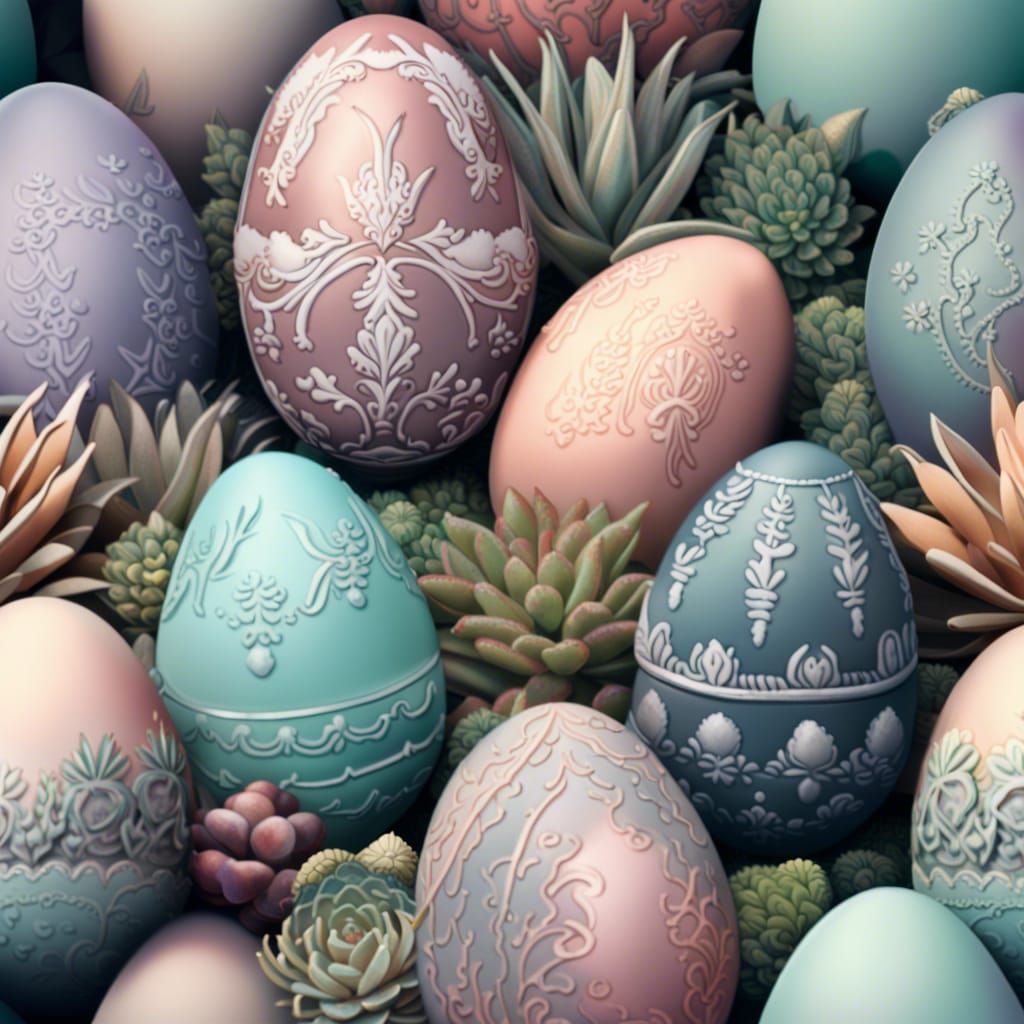 Whimsical Victorian Easter Eggs in Pastel Colors