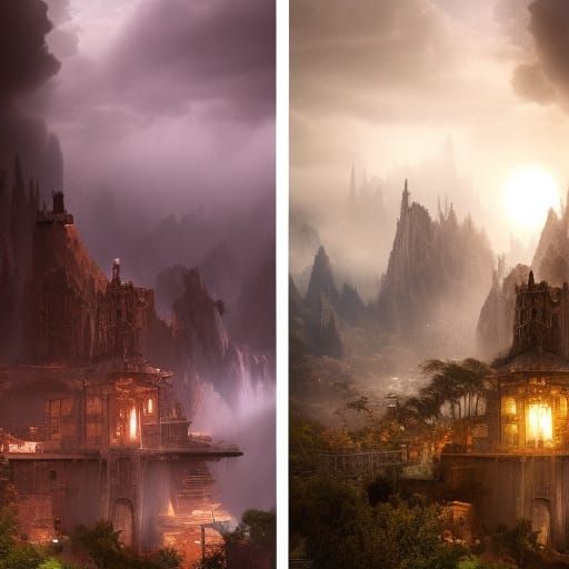 Epic Light vs Dark Digital Matte Painting