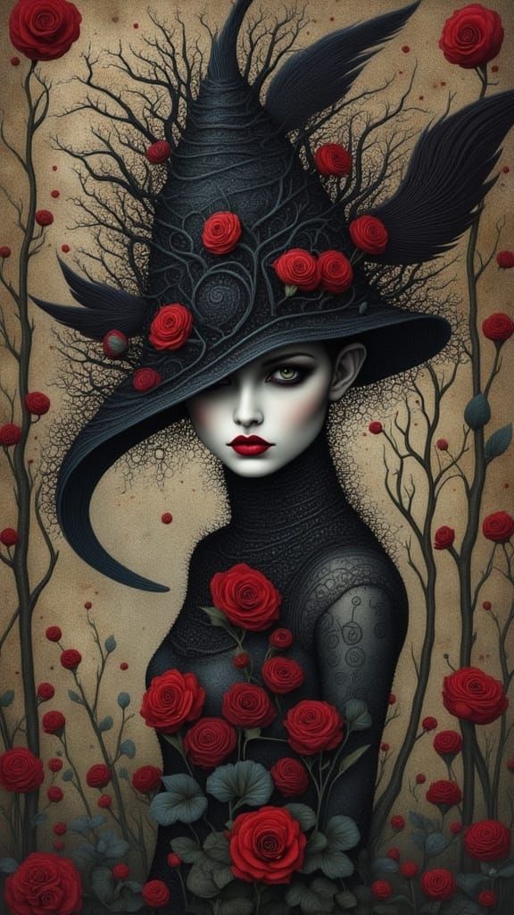 Mysterious Woman in Dark Romantic Portrait