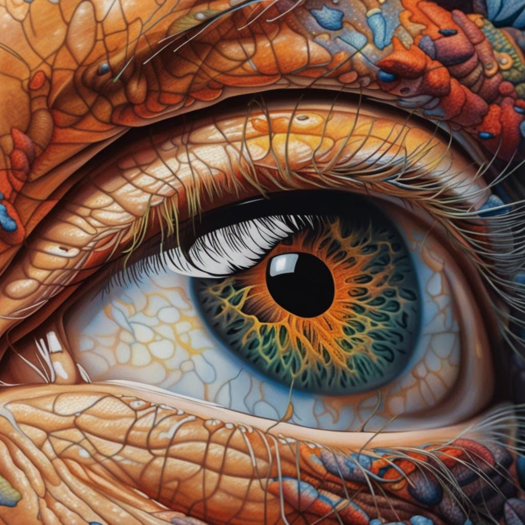 Hyperrealistic Human Eye in Analogous Colors