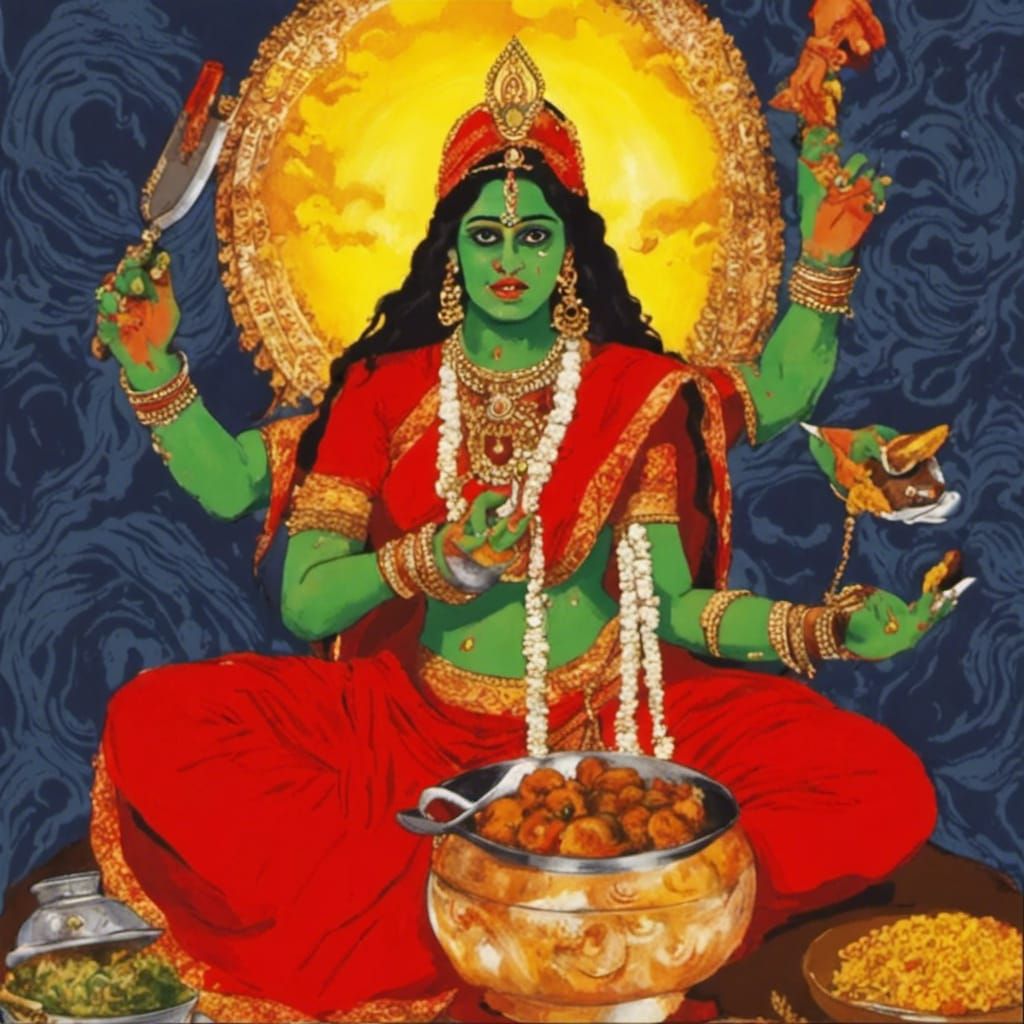 Terrifyingly Beautiful Matangi Maa Eating Meat