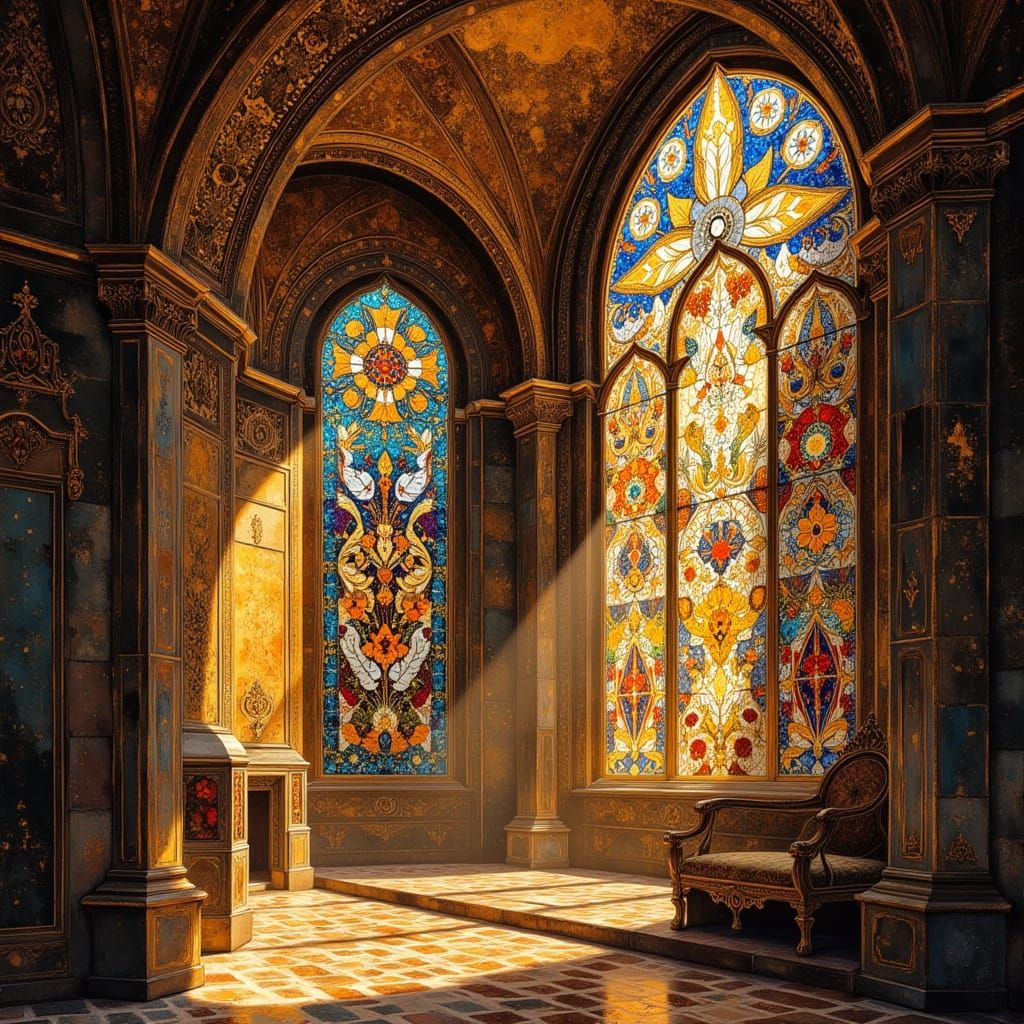 Stained Glass Cathedral in Italy with Rococo Architecture