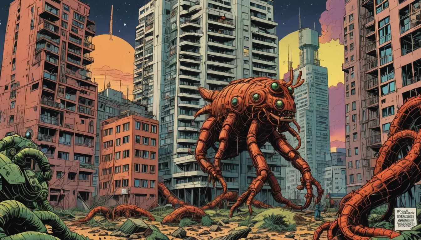 Cydonia Mars Centipedes in Polish Comic Style