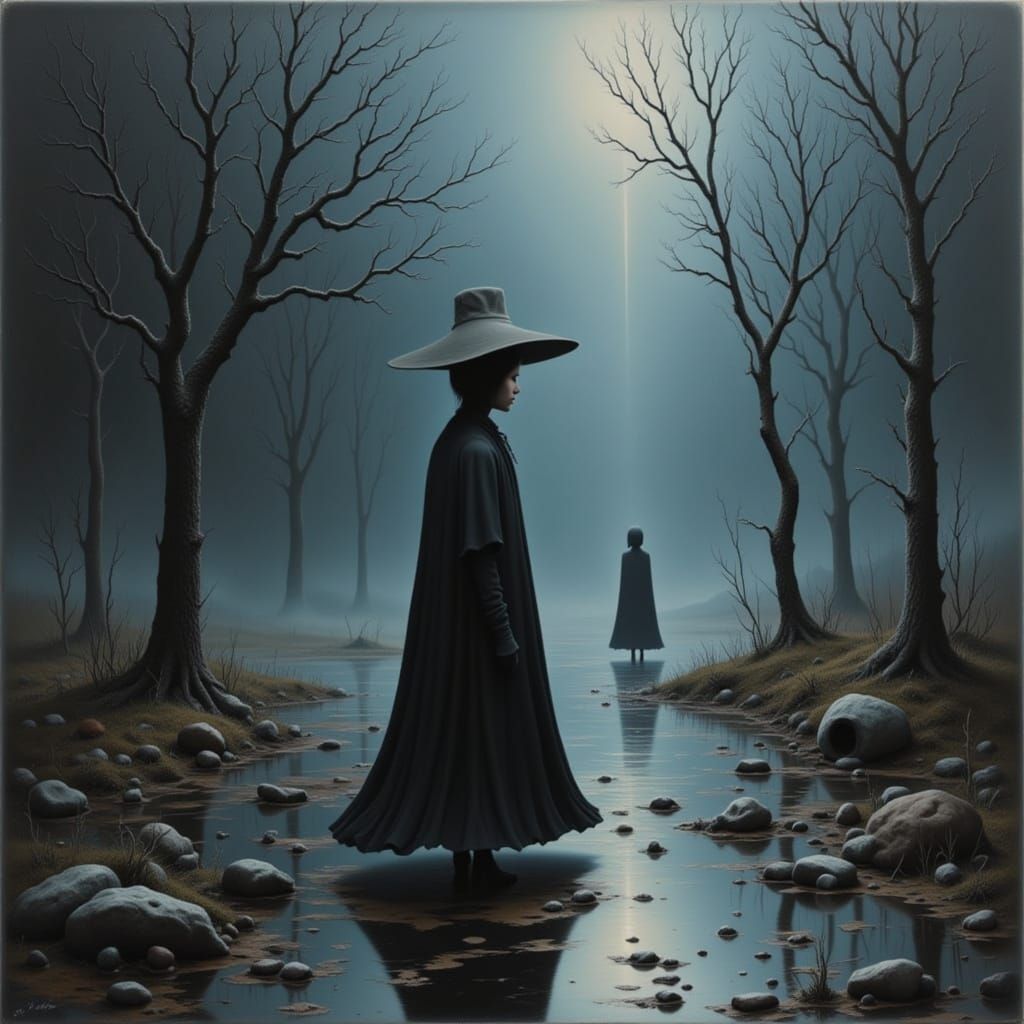 Mysterious Woman in Andrei Tarkovsky Style