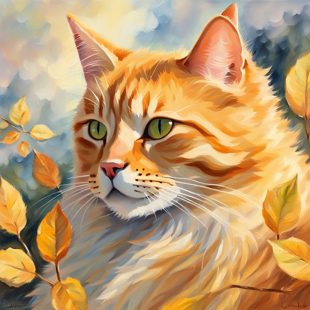 Ginger Cat in Impressionist Sunlight