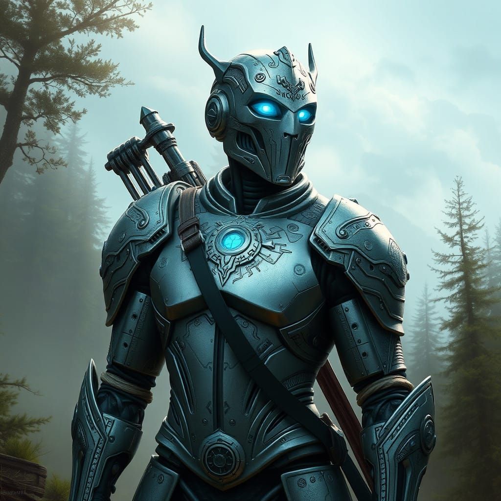 Warforged Ranger in Silver Armor