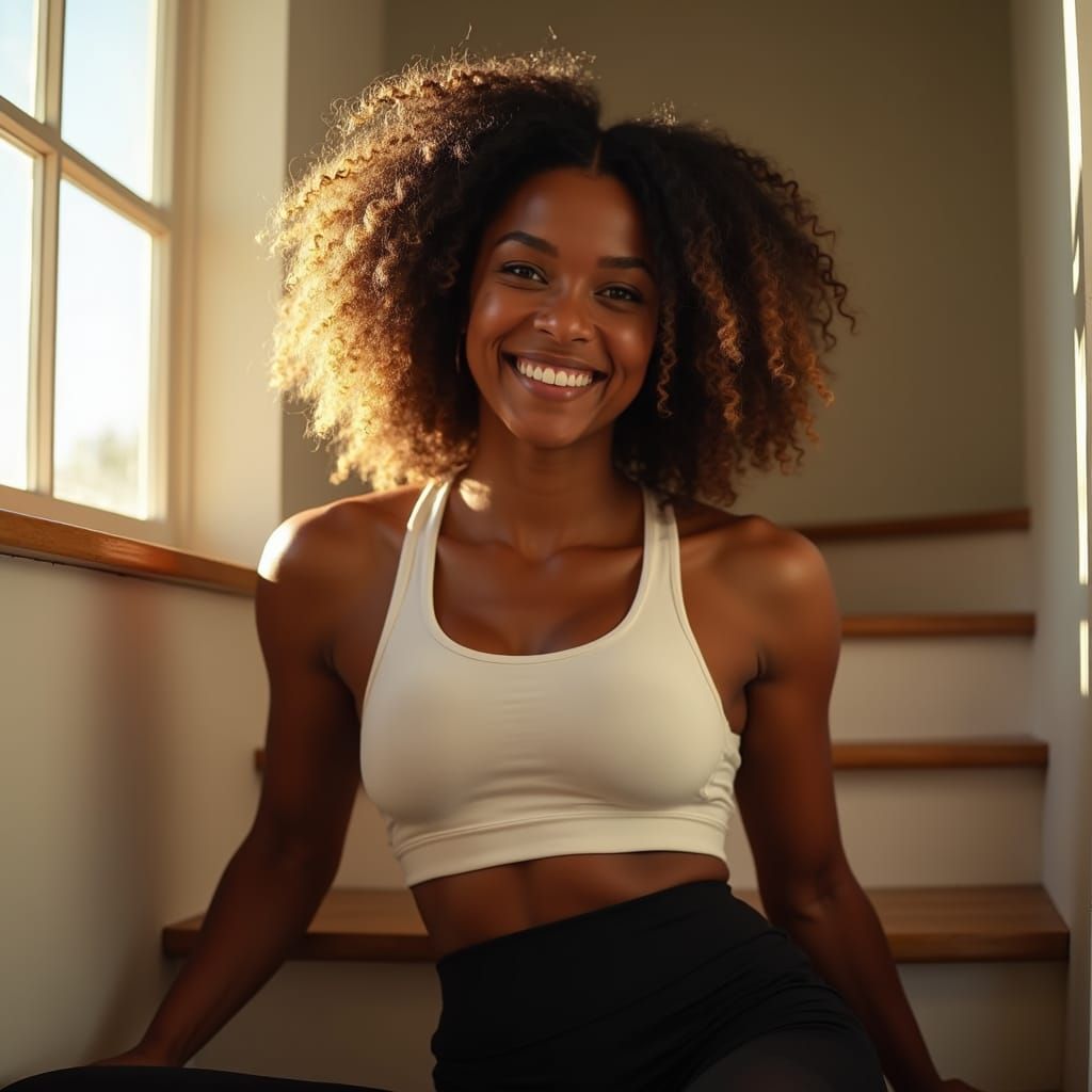 Radiant Portrait of a Black Woman in Sunlight