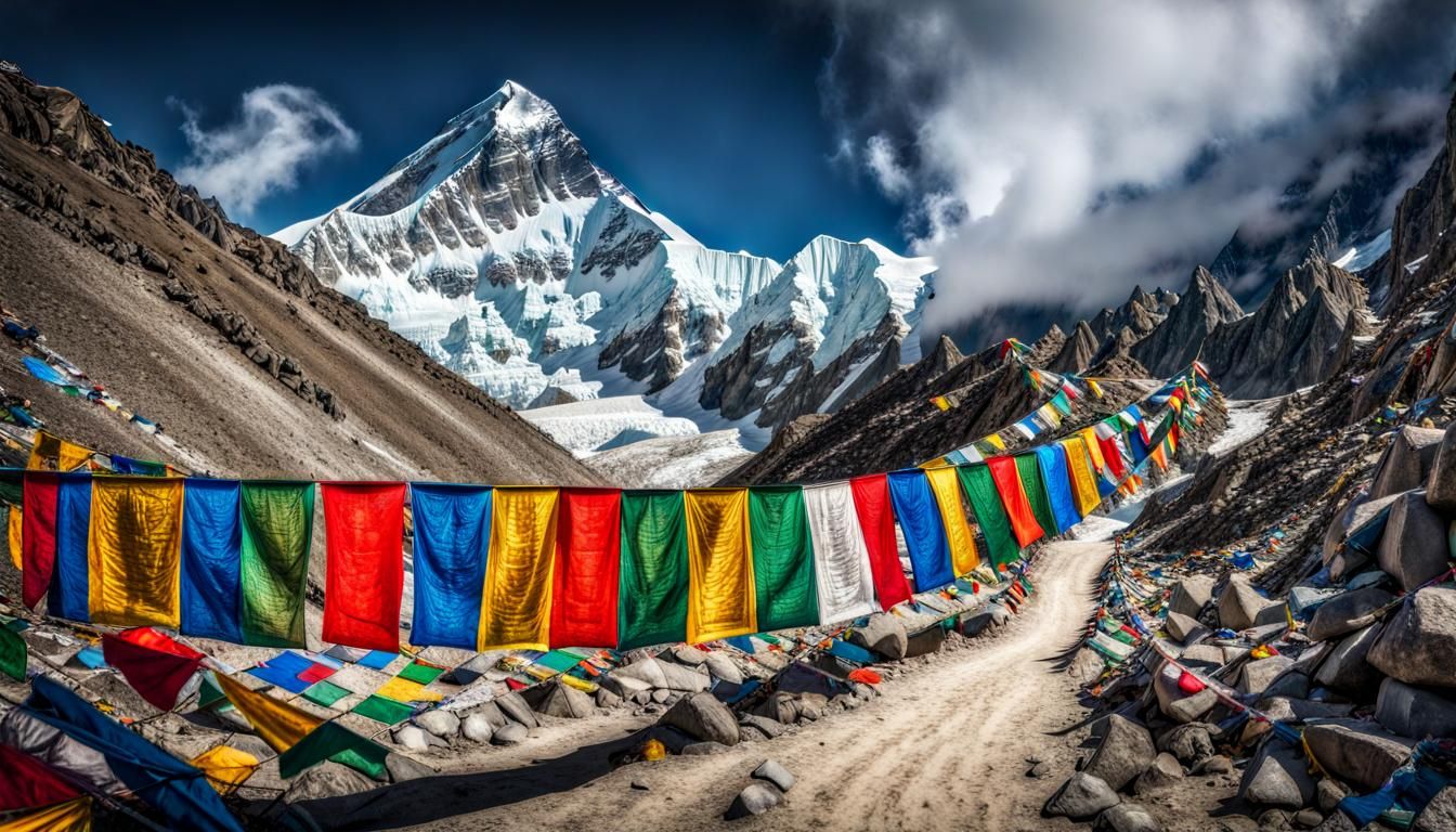 Colorful Prayer Flags on the Trail to Mount Everest
