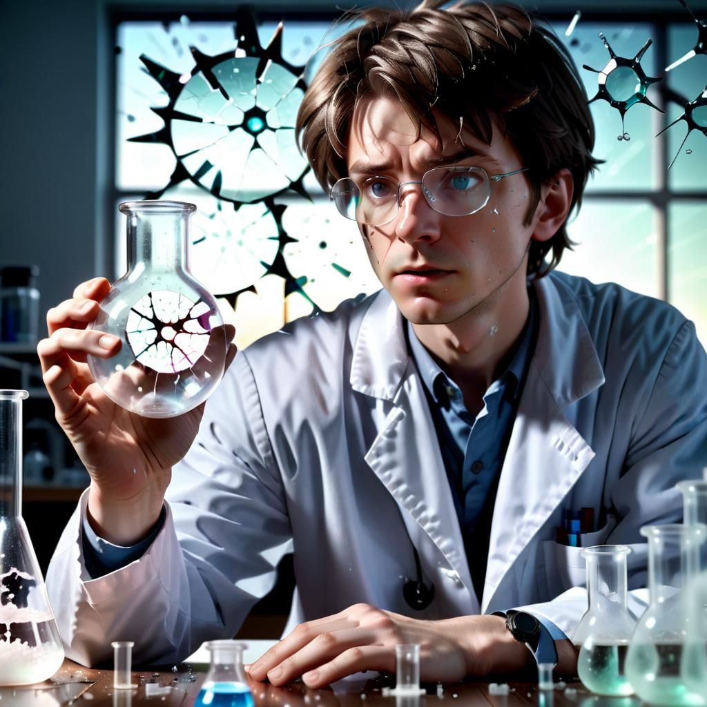 Intense Lab Portrait with Shattered Glass in HDR