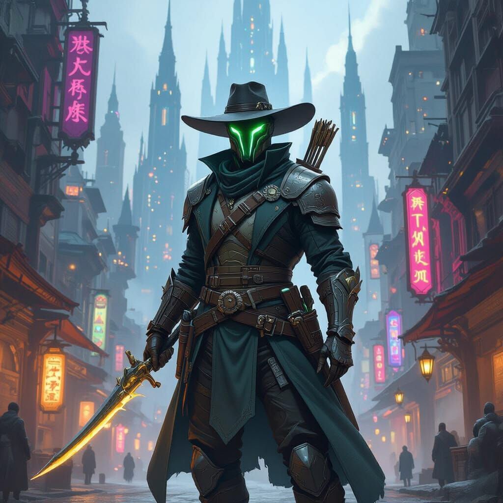 Warforged Ranger in Sharn: Cinematic Film Still