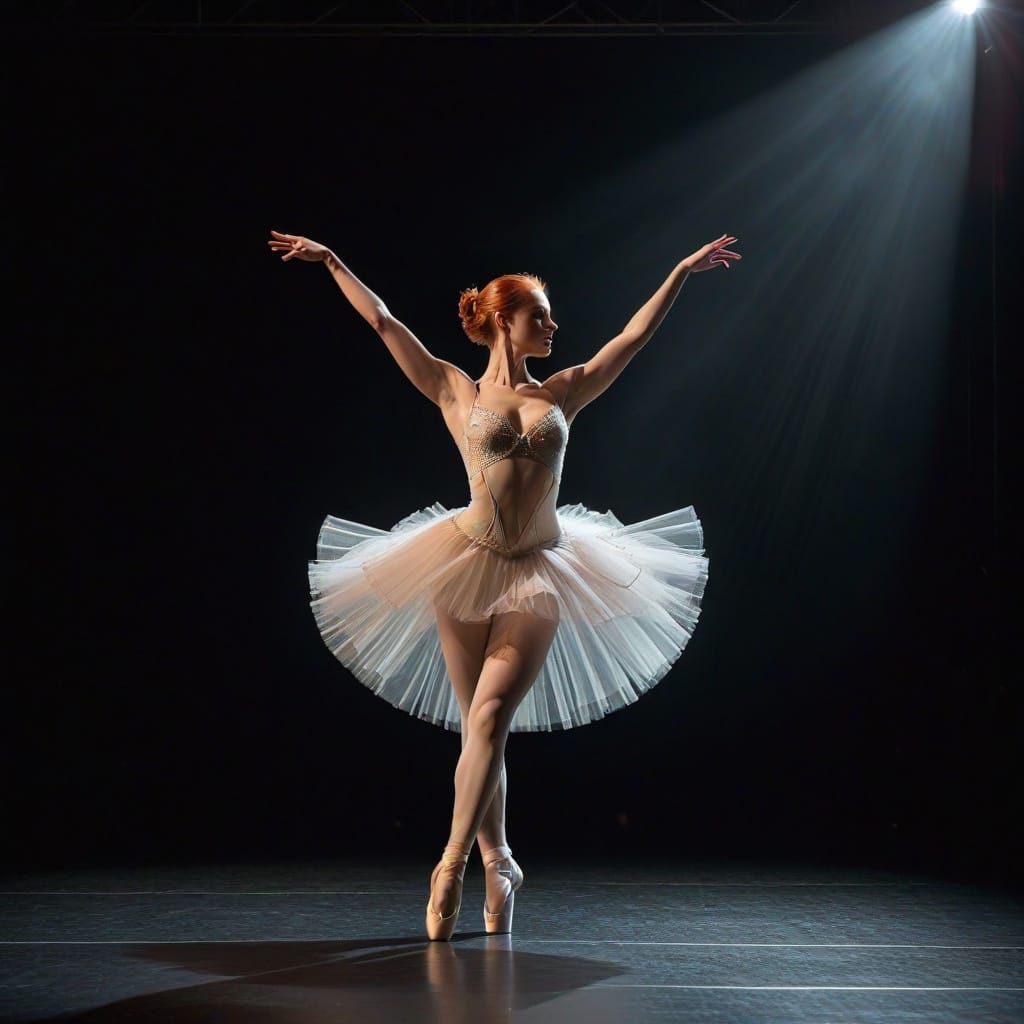 Red-Haired Ballet Dancer in Spotlight