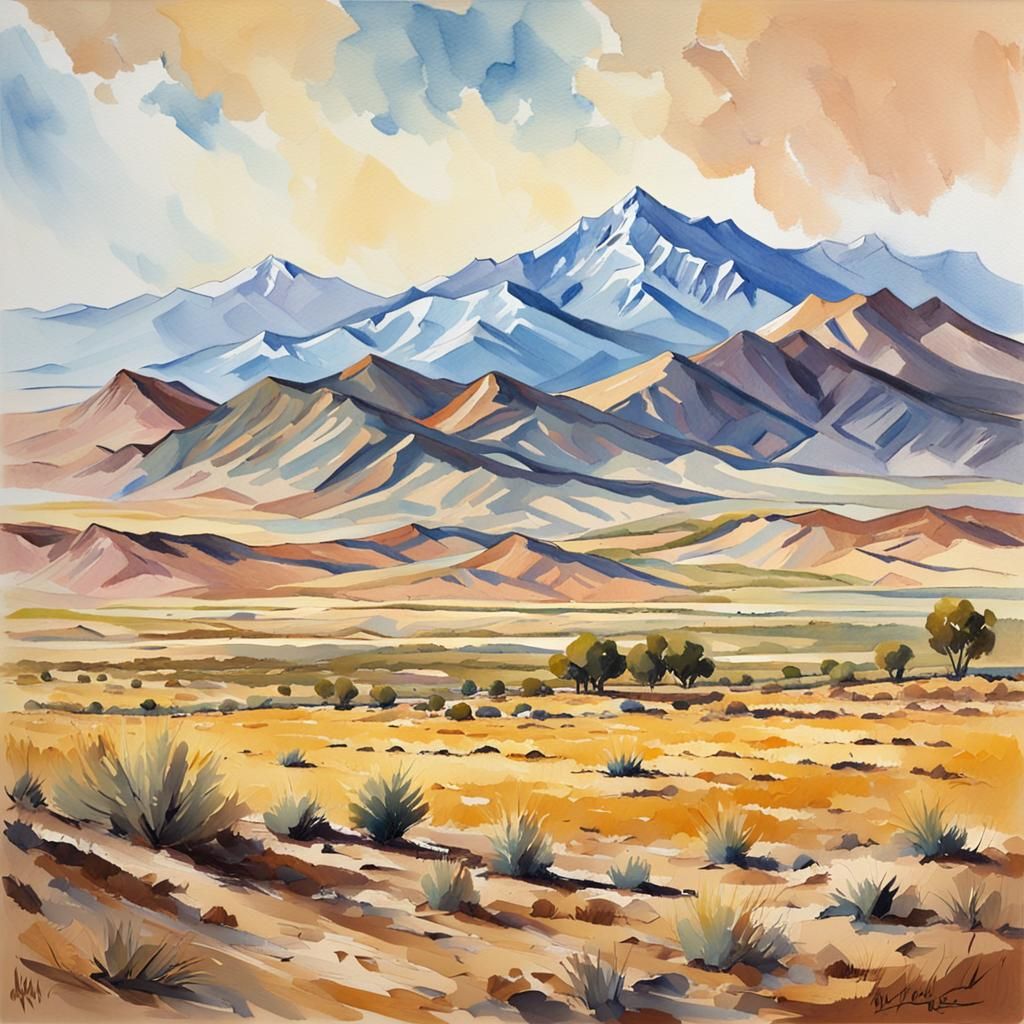 Ouzbek Landscape: Gouache Impressionist Masterpiece