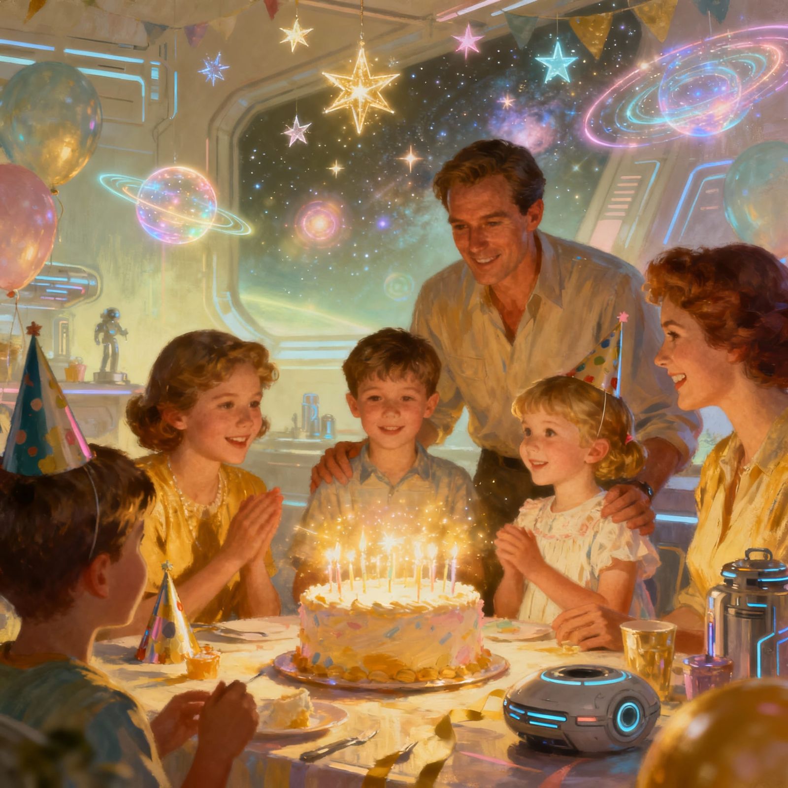 Future Birthday Party 2085: Warm Light, Family Joy