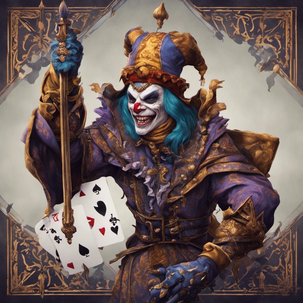 Fantastical Wild Jester Playing Card in Detailed Matte Paint...
