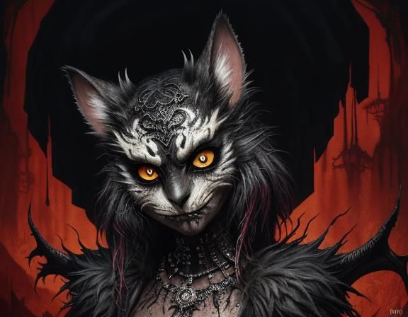 Rotting Dragon-Cat-Owl Mask in Watercolor