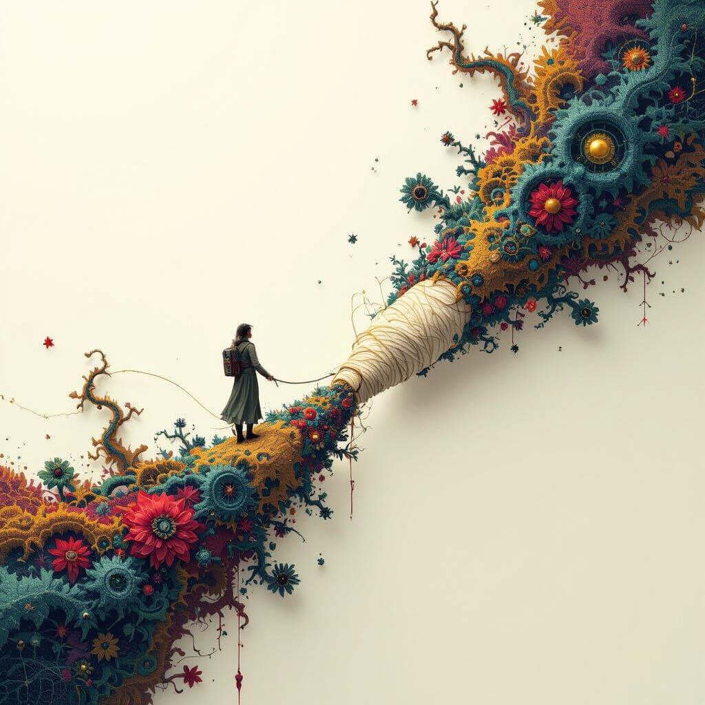 Intricate Thread Close-Up in Fantasy Matte Painting Style