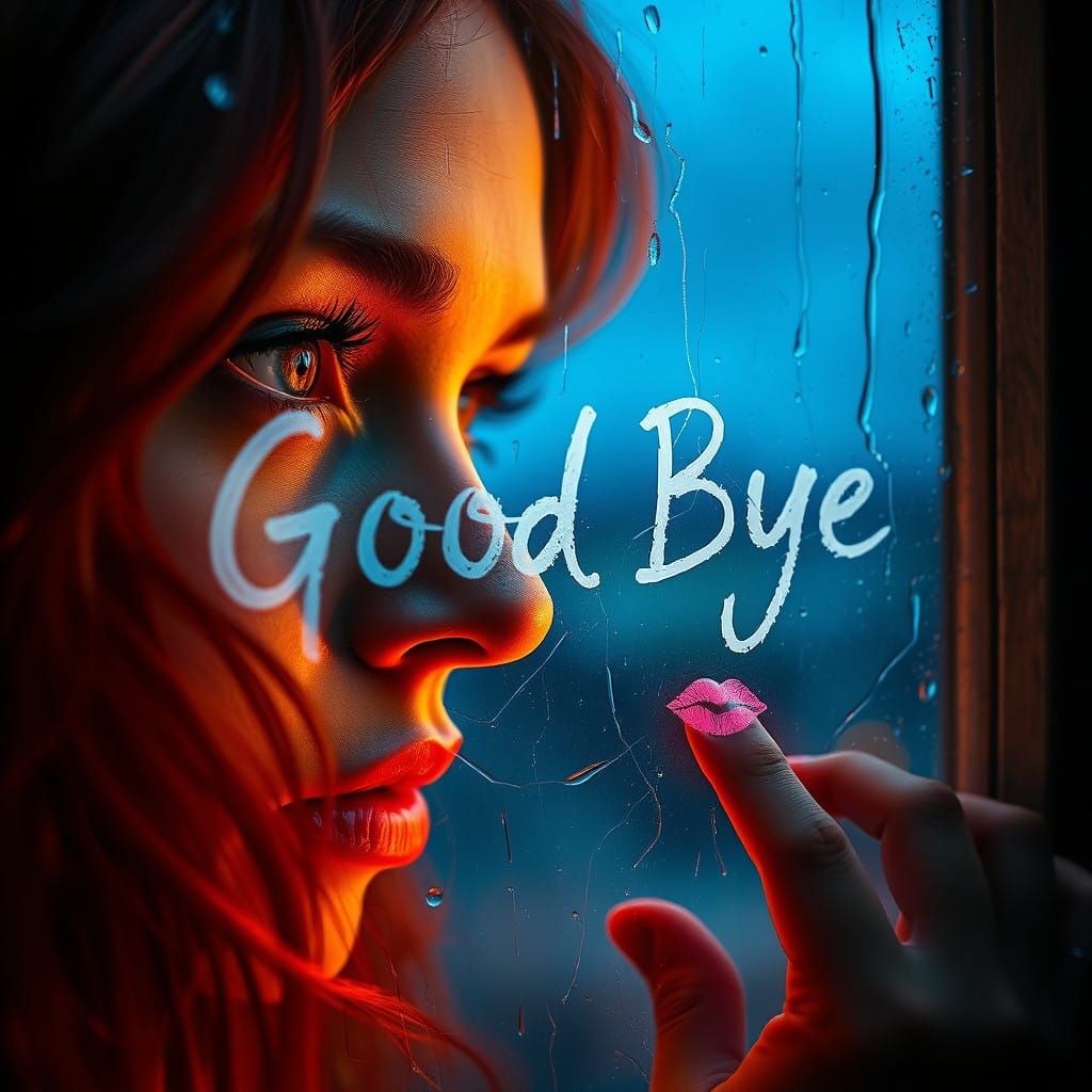 Steampunk Woman Bids Farewell with a Kiss