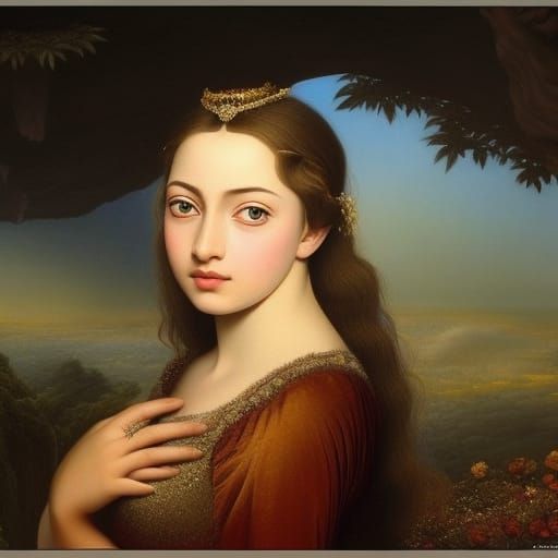 Surreal Feminine Landscape in Watercolor Style