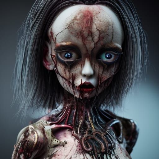 Horrific Monster Doll in Dark Academia Style