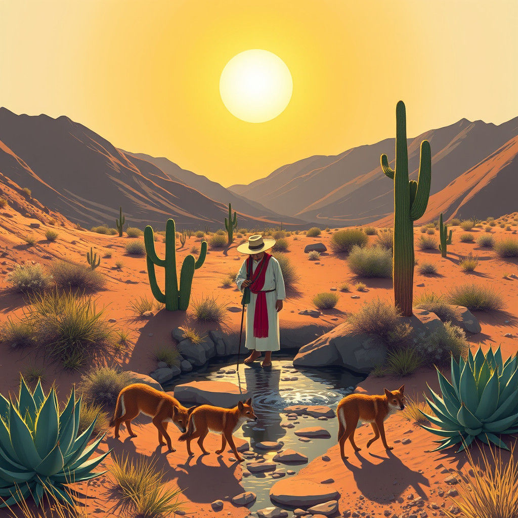 Mexican Desert Sunrise in Geometric Bauhaus Style