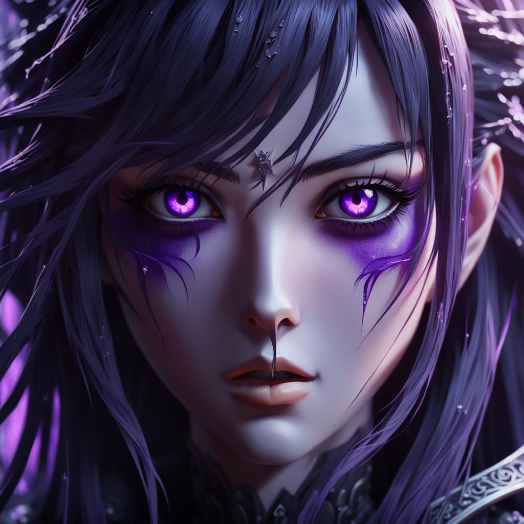 Spooky Anime Girl Portrait in Dark Fantasy Style