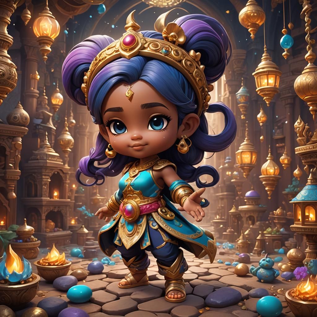 Cute Chibi Baby Genie in Detailed Digital Art