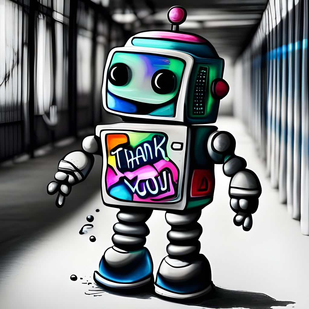 Cute Robot Graffiti Art With Neon Sign