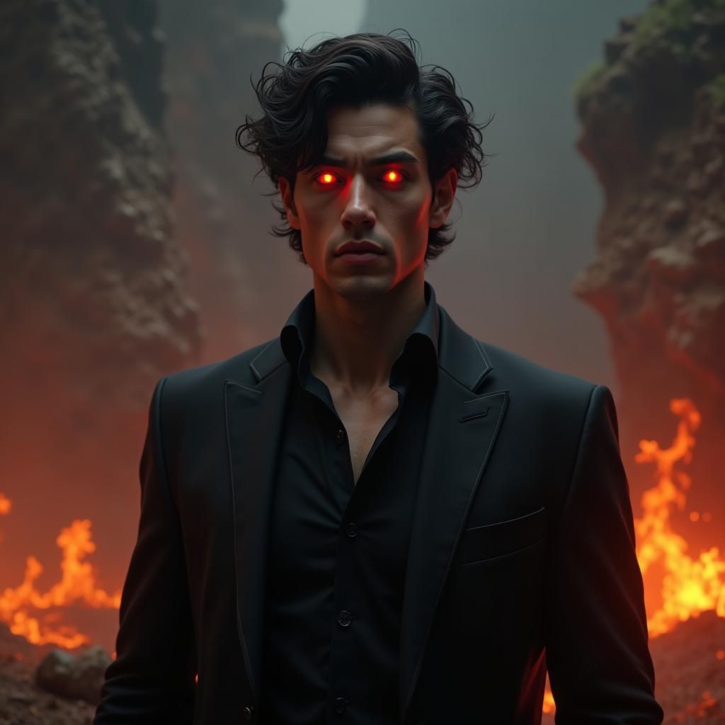 Demonic Man in Flames, Unreal Engine 5 Rendering