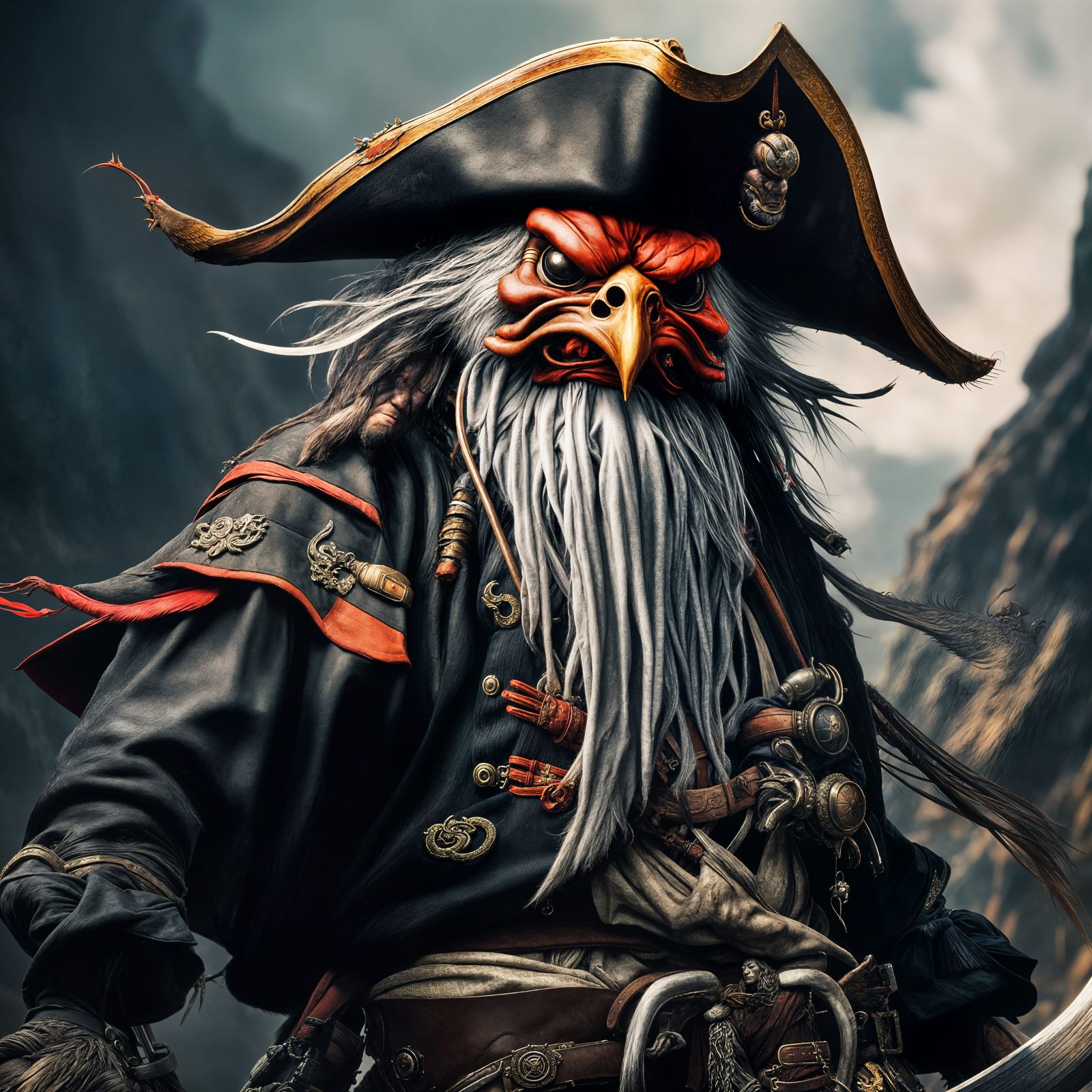 Pirate Tengu in Fantasy Art Style
