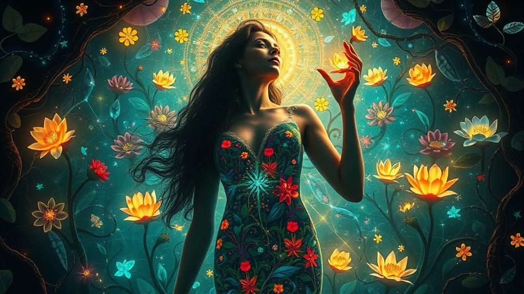 Dreamlike Goddess of Whimsy and Wonder in Vibrant, Fantastic...