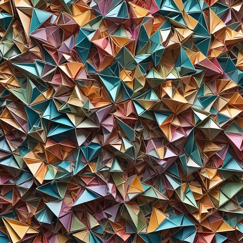 Vacuum-Metalized Origami Art Sculpture in Digital Hues