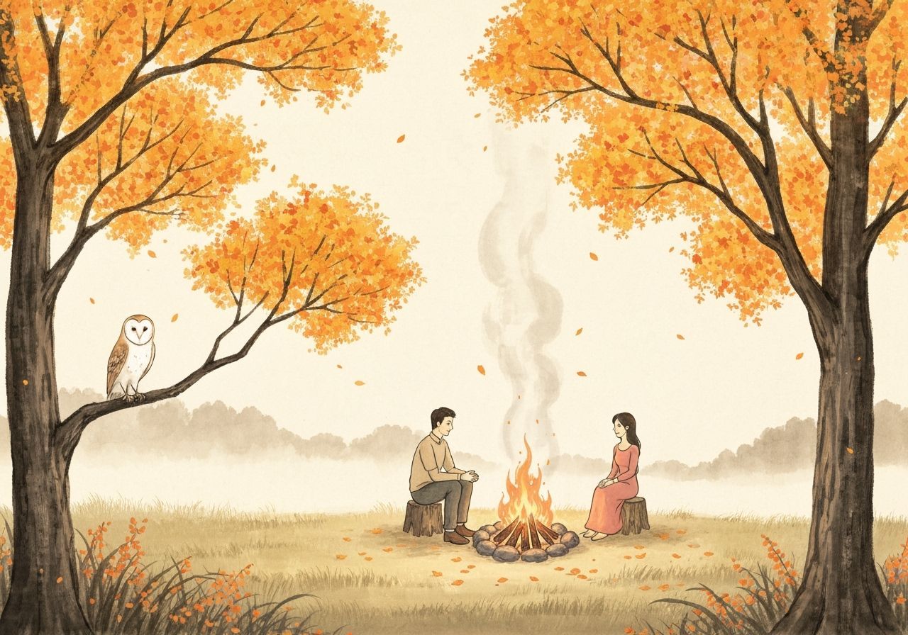 Whimsical Date Night in Enchanted Forest, Chinese Ink Painti...