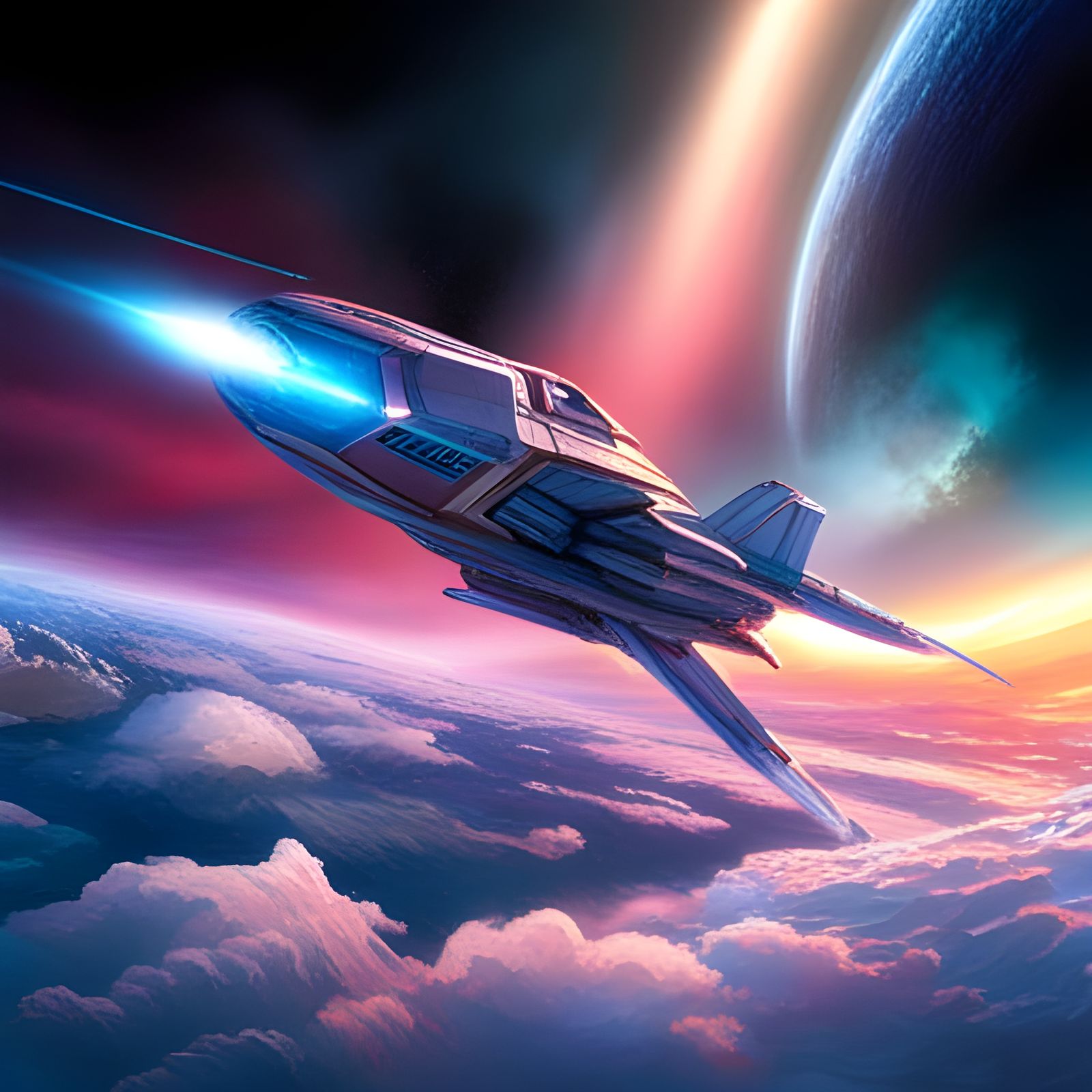 Hyperrealistic Spaceship Battle in Deep Space