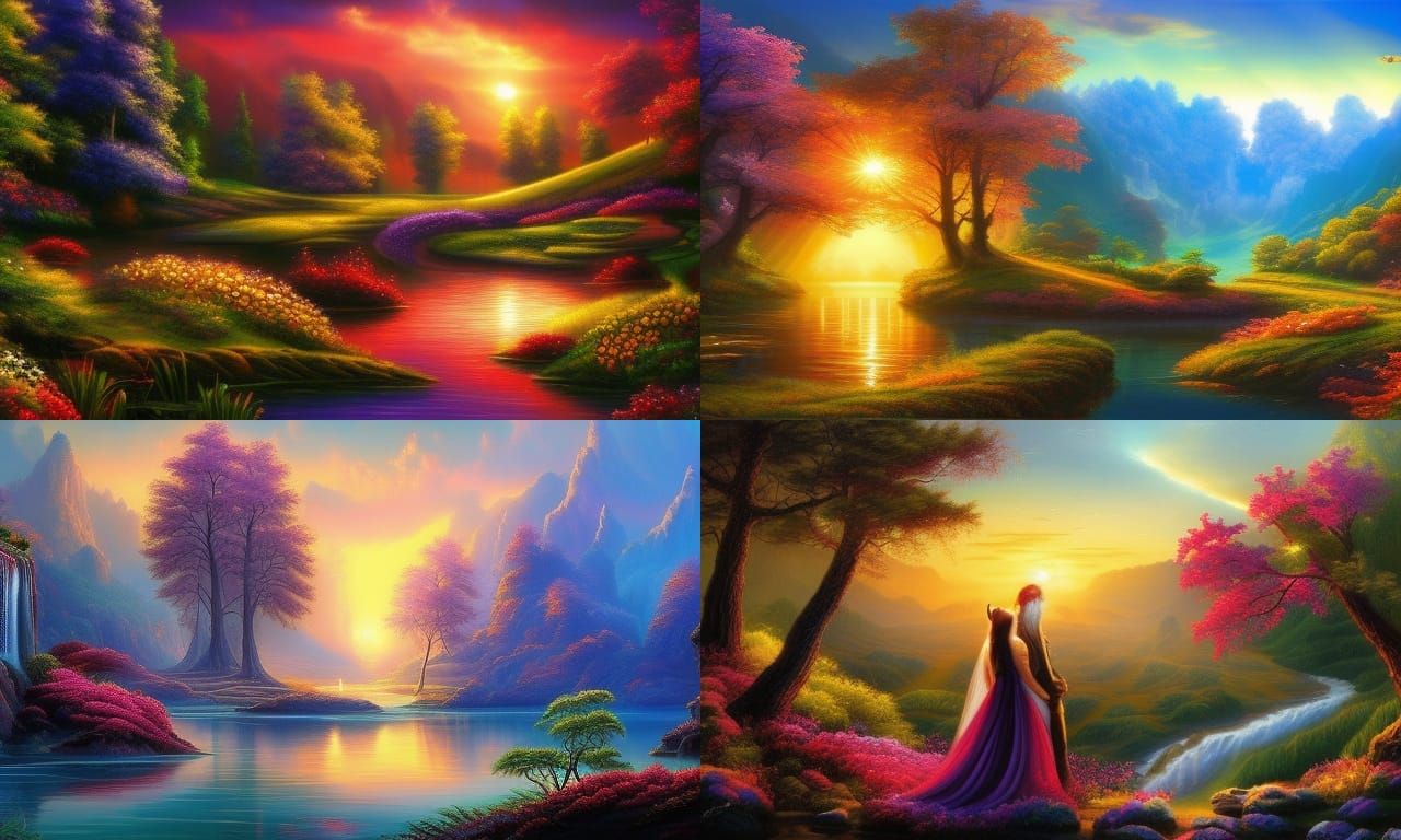 Sparkling Waterfall in a Fairy Tale Landscape