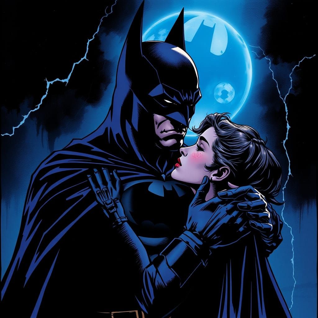Batman and Phantom Zone Romance in Comic Style