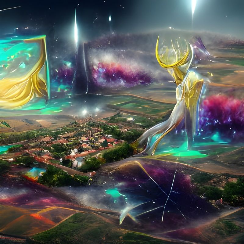 Velaris: Astral City of Starlight in Holographic Style