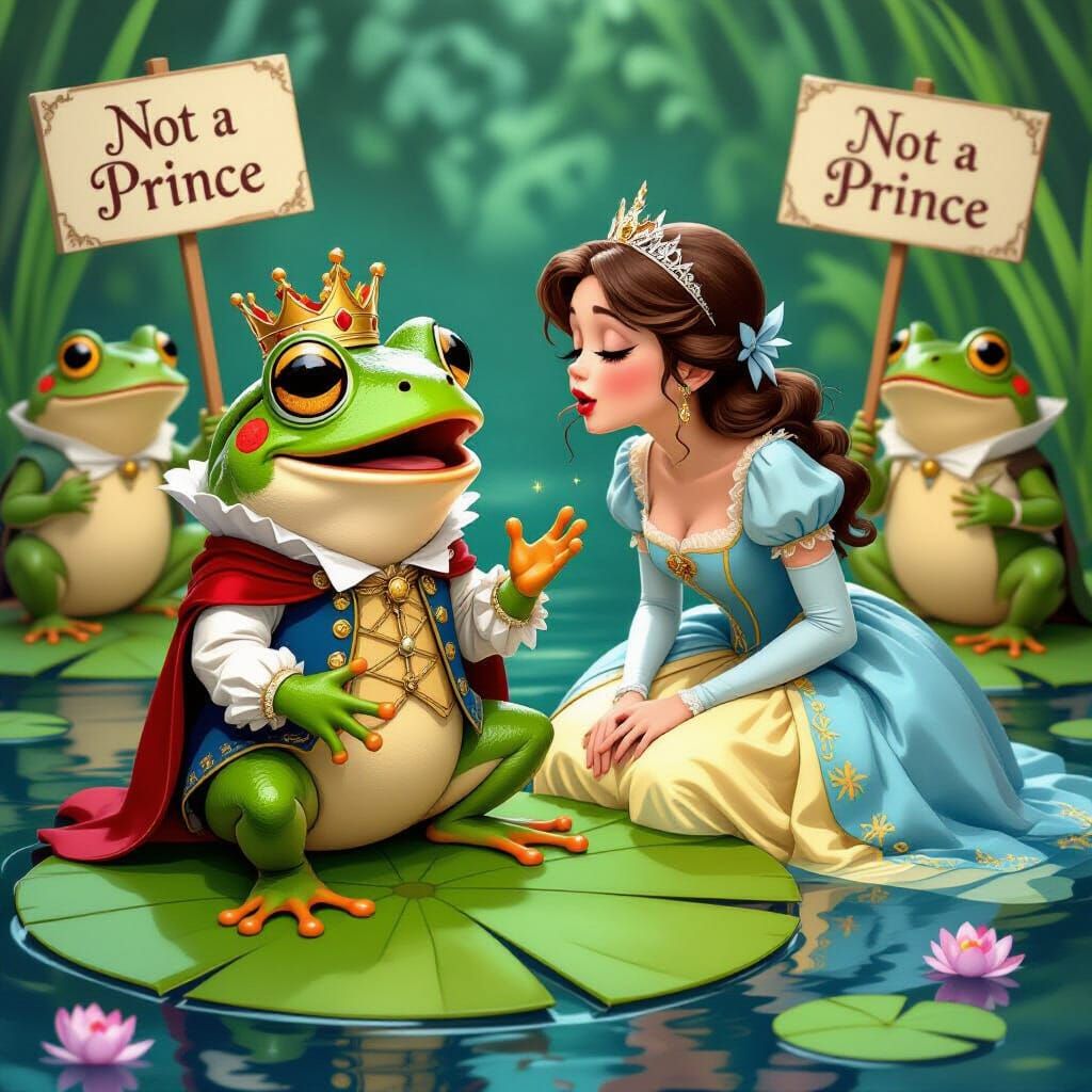 Frog's Royal Shock: A Cartoon Renaissance Scene