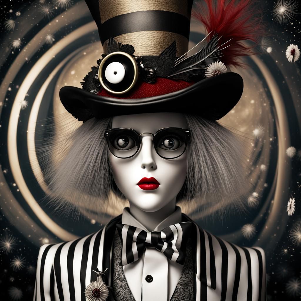 Surreal Chibi Doll and Fairy in Dandelion Field