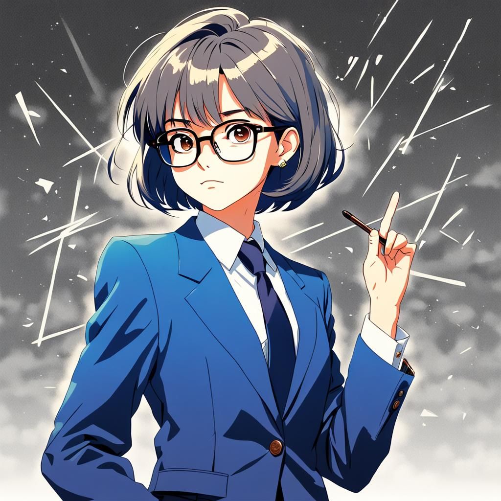 80s Anime Style Business Woman Portrait