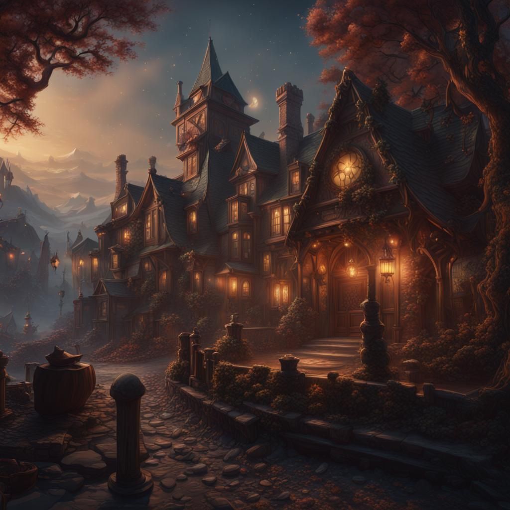 Fantastical Poem Painting in Deep Color