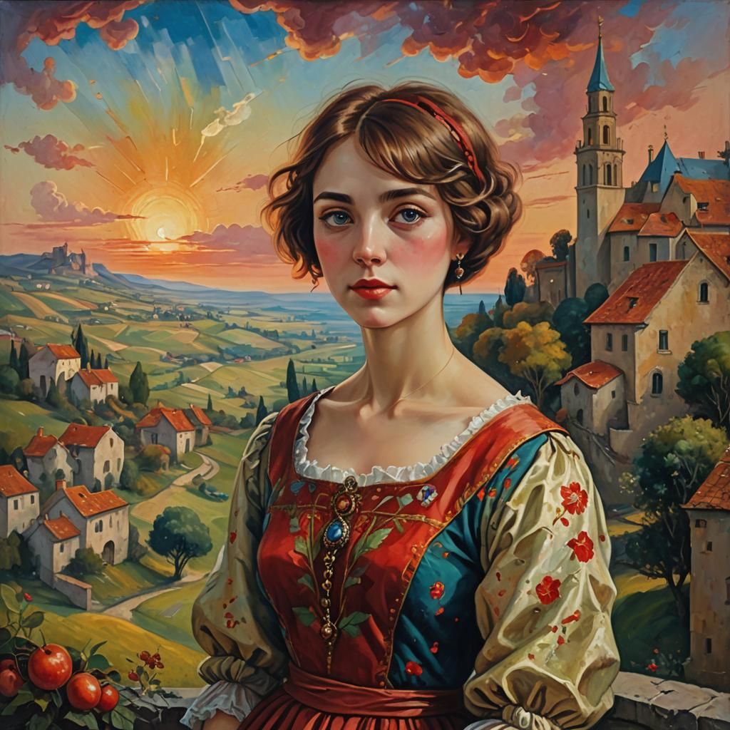 Colorful Portrait in Renaissance Style with Palette Knife