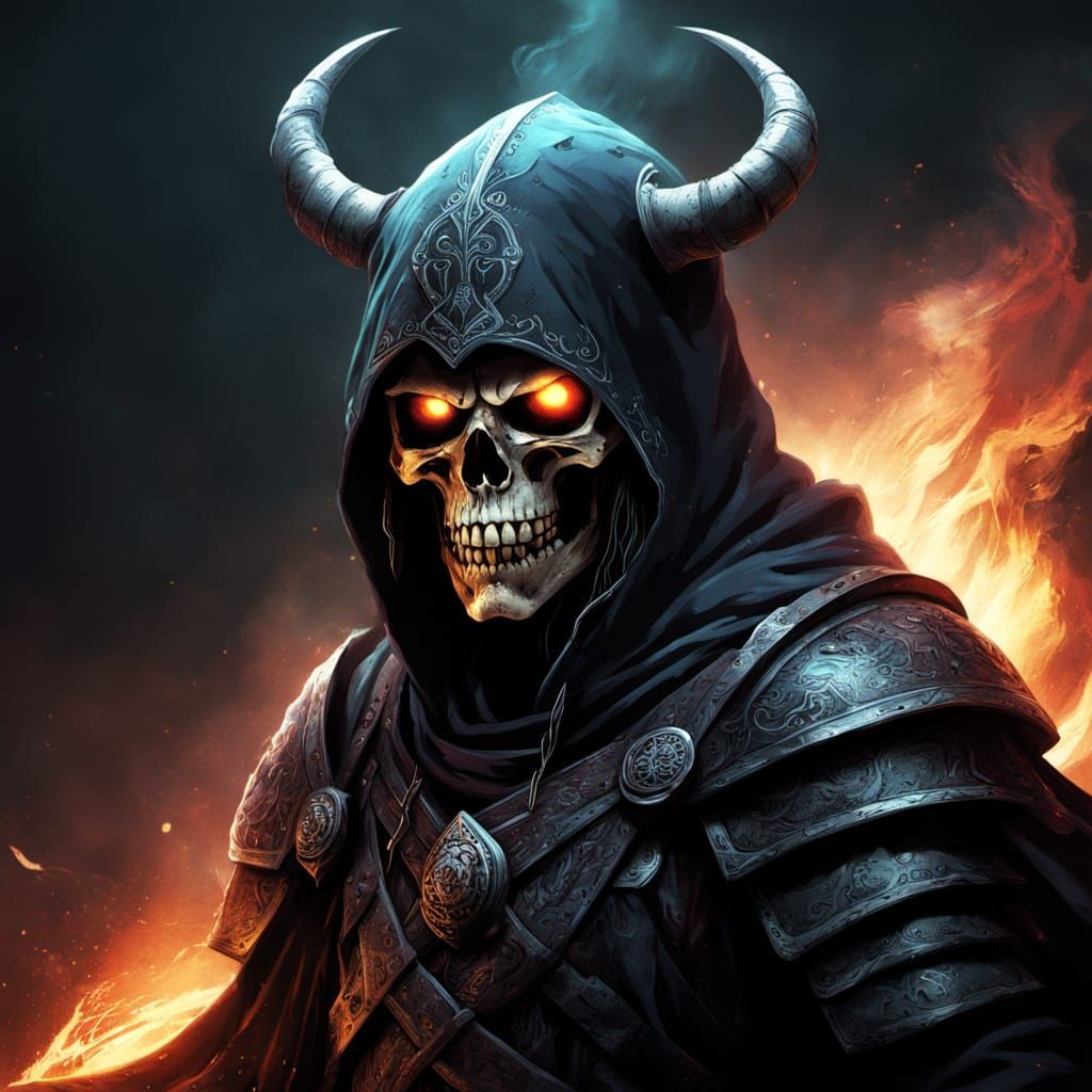 Skeleton Viking Warrior Gathering Shadows in Epic Battle