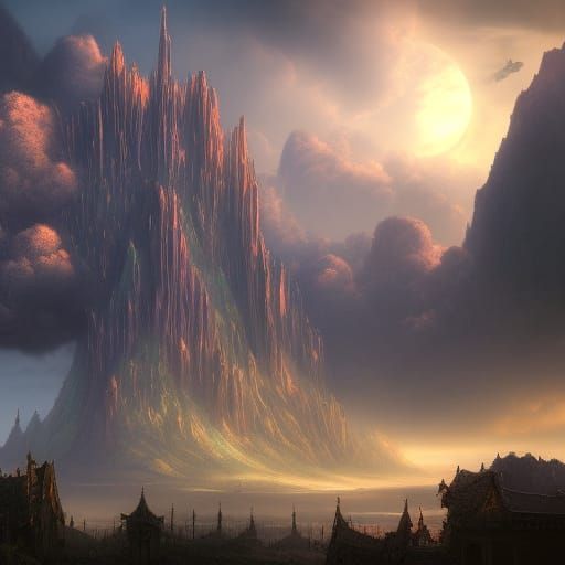 Fantastical Sky Dripping with Color: Detailed Matte Painting