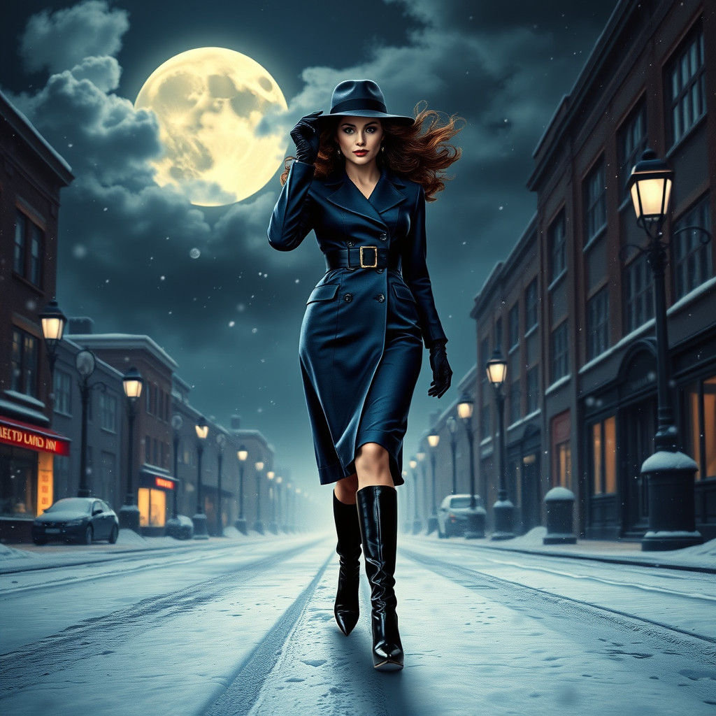 Art Deco Movie Poster of Woman in Snowstorm