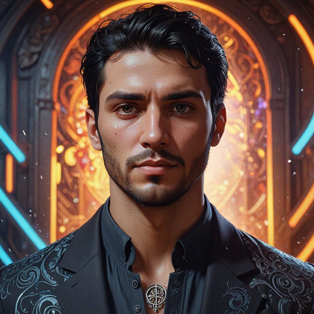 Concept Art Portrait of a Man with ISIL Logo