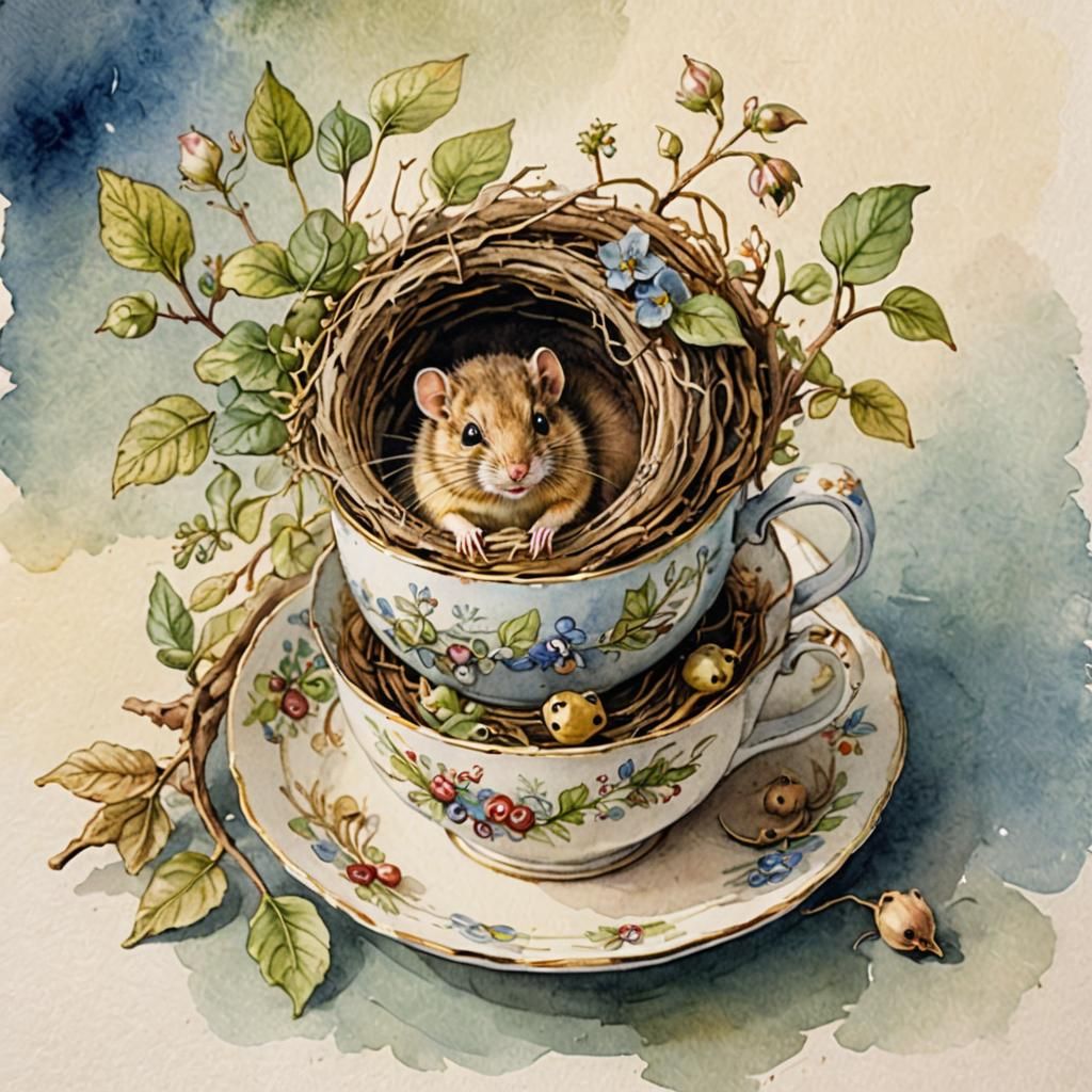 Dormouse Nest in a Teacup
