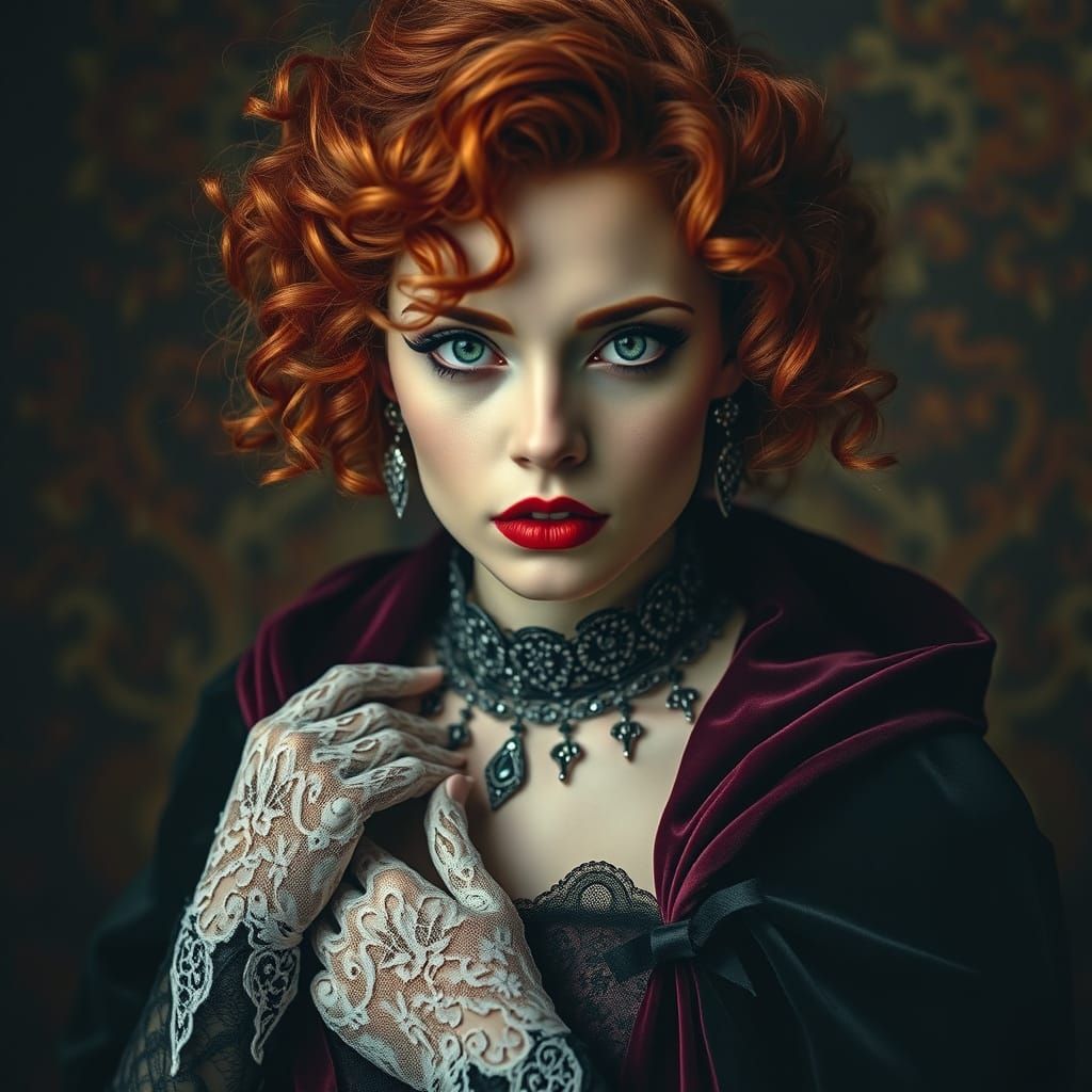 Ethereal Gothic Goddess in Rich Mystical Setting