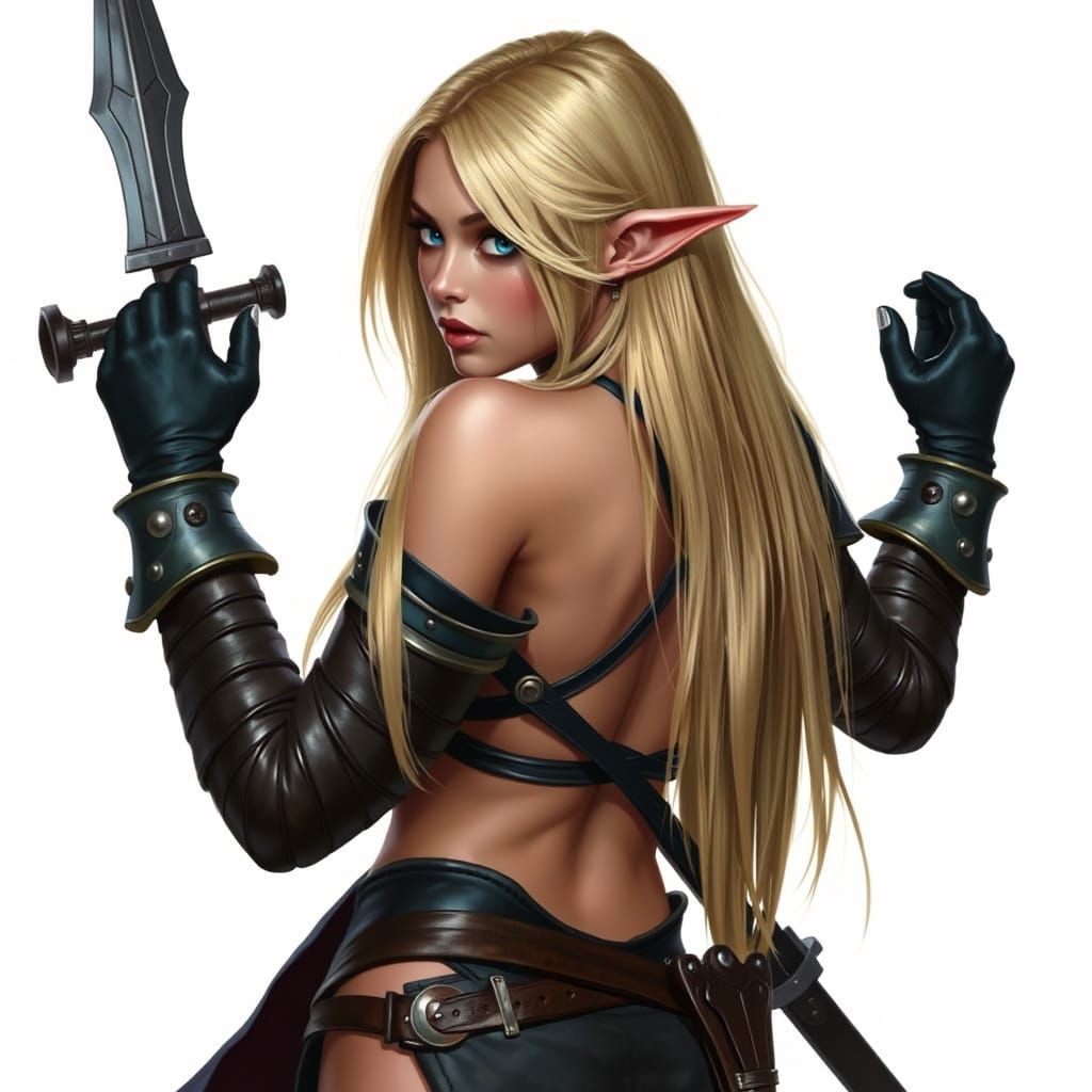 Stunning Halfling Rogue in Dark Armor