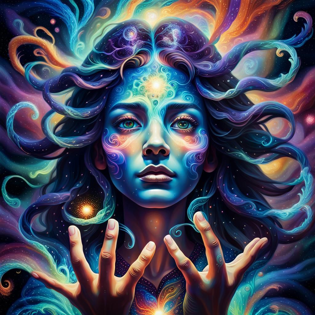 Cosmic Surrealism: Spirits in Astral Realm, Holographic Art