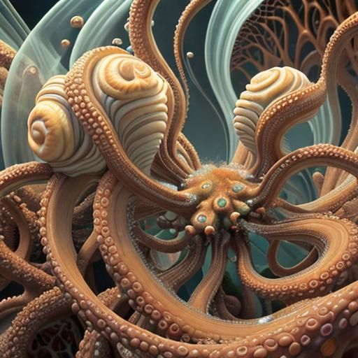 Complex Abstract Image with Magical Particles in 3D